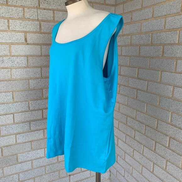 LANDS' END BLUE SLEEVELESS TANK TOP 100% COTTON PLUS SIZE 2X 20W-22W - Picture 4 of 5
